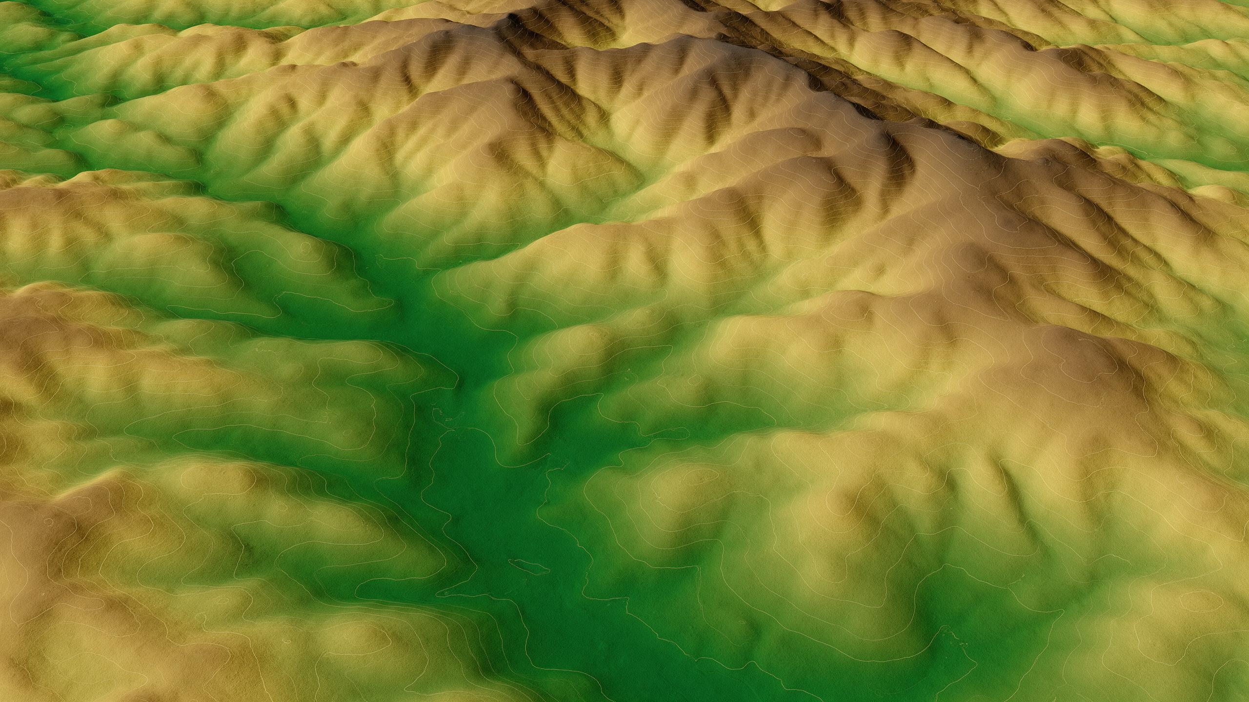 山地数字高程模型（DEM）分层设色成果示例